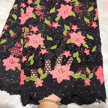 

2019Brand Water Soluble Lace Fabric High quality African Cord Lace Heavy Guipure with stones For Evening Dresses Win212e