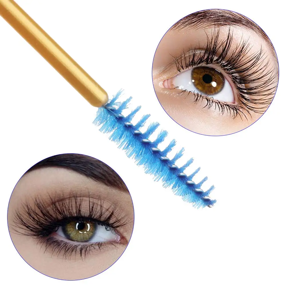 Eyelashes Brush Eyelash Brush Makeup Brush Makeup Tool Makeup Brush Set Makeup Tool Set 50Pcs/Pack Disposable Micro Eyelash Brushes Mascara Applicator Wand Brushes Comb Eye Lashes Brush Makeup Tools Gold Handle