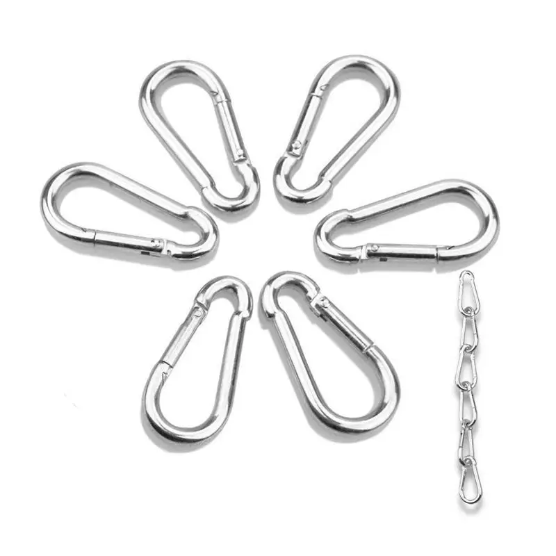 

Stainless Steel Spring Snap Hook Carabiner - 304 Stainless Steel Clips, Set of 6