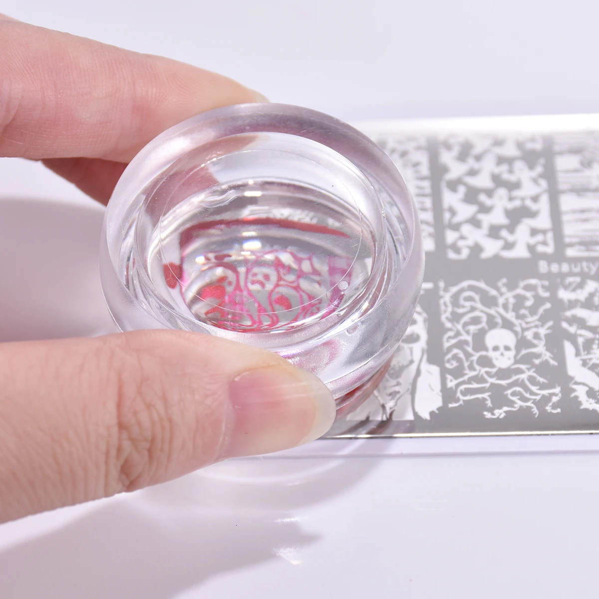 Шахматный стиль желе синий прозрачный силиконовый Стэмпер для ногтей прозрачный розовый дизайн ногтей штамп для ногтей скребок Штамповка ногтей набор инструментов