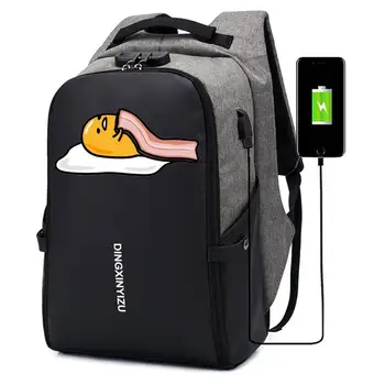 

Cartoon cute Gudetama Backpack UNISEX teenagers Laptop bag Travel bag school book Bags canvas Anti-theft USB Charging Knapsack