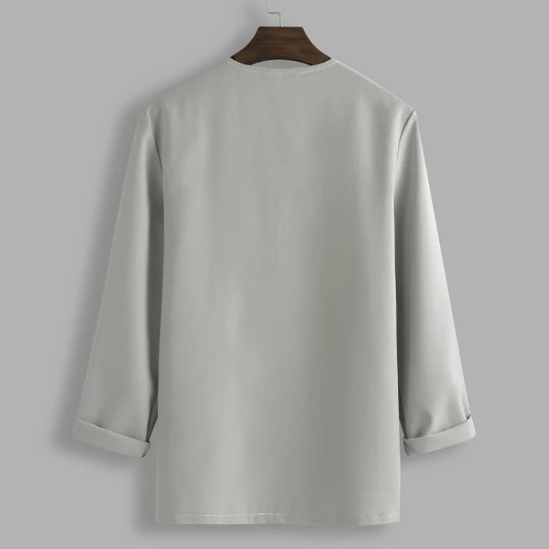 Мужские топы, рубашки, пляжные, Осенние, с длинными рукавами, Boho, модные, вечерние, v-образный вырез, ретро, однотонные, Metropolis