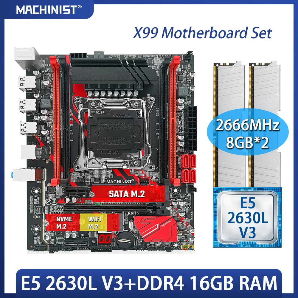 Материнская плата X99 LGA 2011-3 для настольного компьютера комплект с процессором Xeon