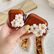 

Earphone Charging Box Protective Cases For DIY Flower Case with Amber Keychain Cute Soft Cover For