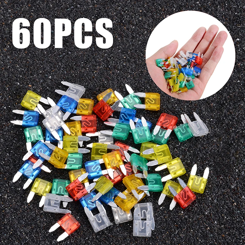 

60Pcs Zinc Alloy Auto Car Truck Assortment Mini Blade Fuse Kit 5A 10A 15A 20A 25/30A AMP Mixed Set Kit