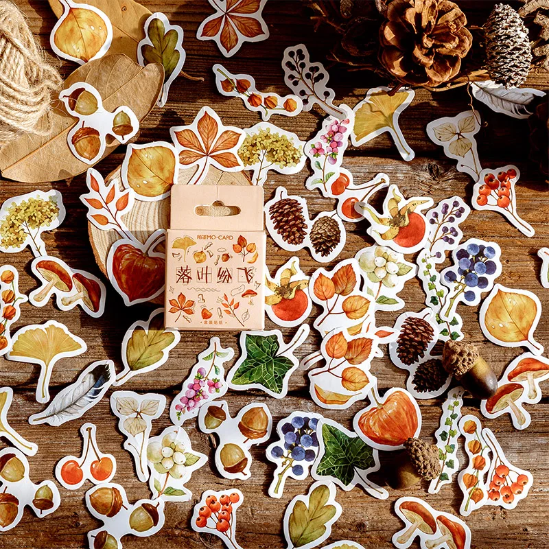 

45 Pcs/Box Vintage Autumn leaves mini decoration paper sticker decoration DIY album diary scrapbooking label sticker