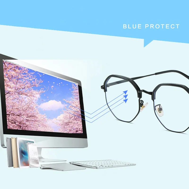 SEEMFLY Мужские Винтажные анти синий светильник очки оправа круглая Женская линза близорукость оптическое зеркало простые металлические прозрачные оправы для очков