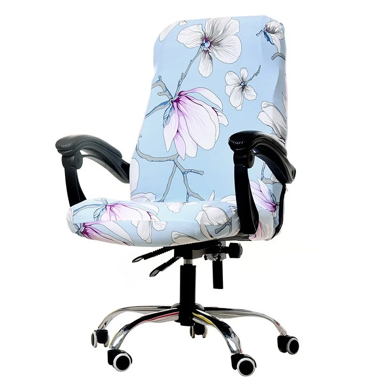 

Flower Printed Chair Cover For Office Spandex Swivel Chair Case Elastic Cover For Rotating Lift Chair Washable Seat Slipcovers