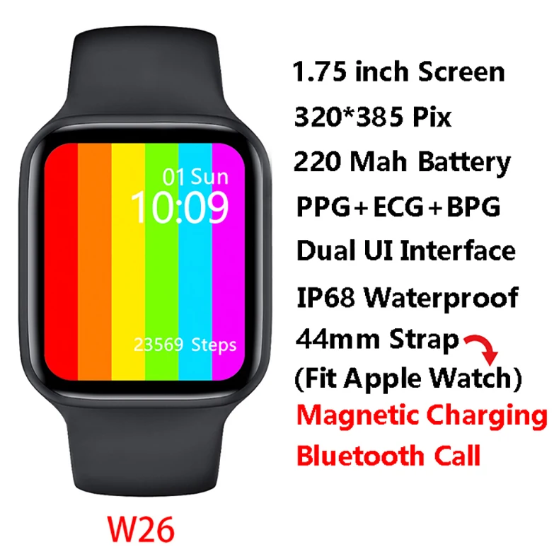 Reloj inteligente W46 para IWO W26 Pro, 1,75 pulgadas, 320x385, pantalla  completamente táctil, Bluetooth, llamada, carga inalámbrica|Relojes  inteligentes| - AliExpress