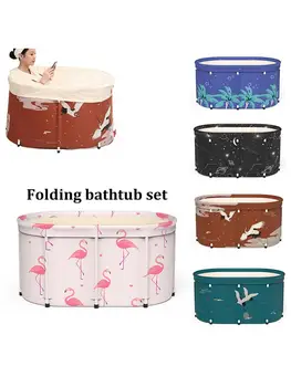 

Foldable Double Bathtub With Cover Portable Bath Bucket Large Adult Tub Bathroom SPA Tool Outdoor Child Bathing Barrel