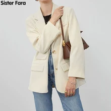 Sister Fara New Spring 2021 Elegant Corduroy Blazer Jacket Women Single Breasted Multi-pocket Coat Office Lady Casual Blazers Sister Fara New Spring 2021 Elegant Corduroy Blazer Jacket Women Single Breasted Multi-pocket Coat Office Lady Casual Blazers