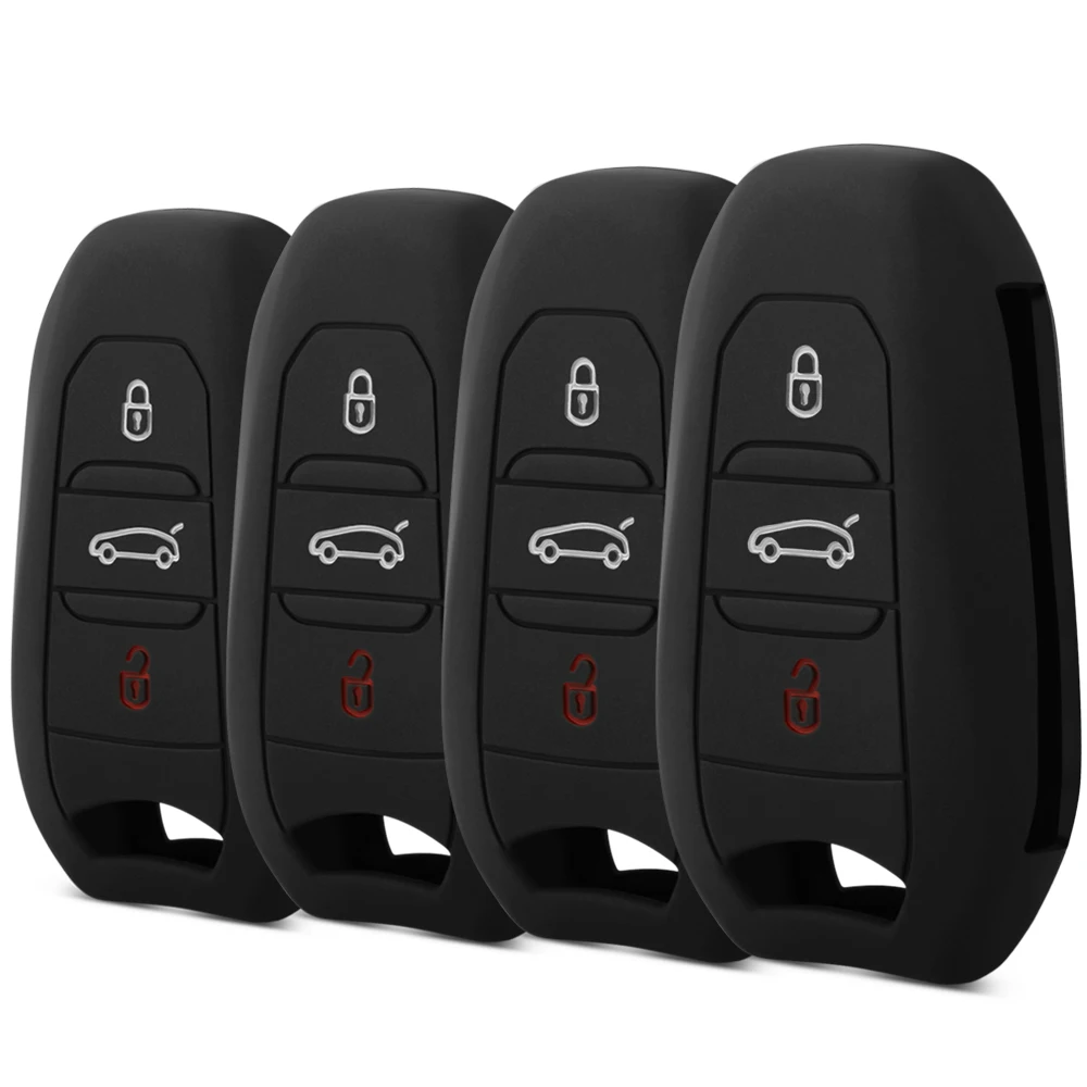 

Smart 3 Button Silicone Rubber Car Key Case for Peugeot 3008 208 308 508 408 2008 Protector Cover Holder Skin Car Accessories