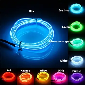 

5/10m3v Line Lights Battery Box Set EL Wire Light LED Neon Lights Car Interior Lighting Fluorescent Luminous Decoration Lights