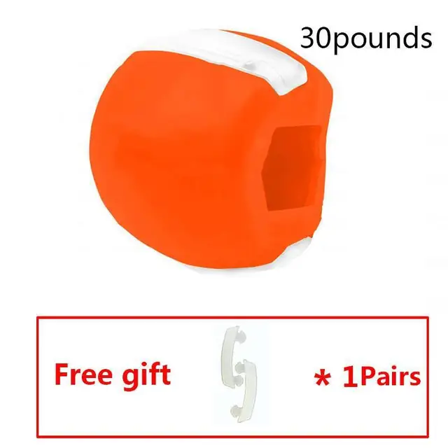 Fitness Face Masseter Men Women Facial Pop Go Mouth Jawline Jaw Muscle Exerciser Chew Ball Bite Breaker Training Body Skin Orange  30lbs