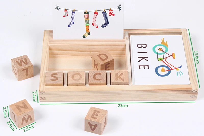 Montessori Materials Kids Early Developing Toys Set Gift Word Spelling Block 