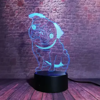 

Cute 3D Illusion LED Bull dog Model Nightlight 7 Colorful Change Light Desk Bull Dog Animal Figure Model Toys