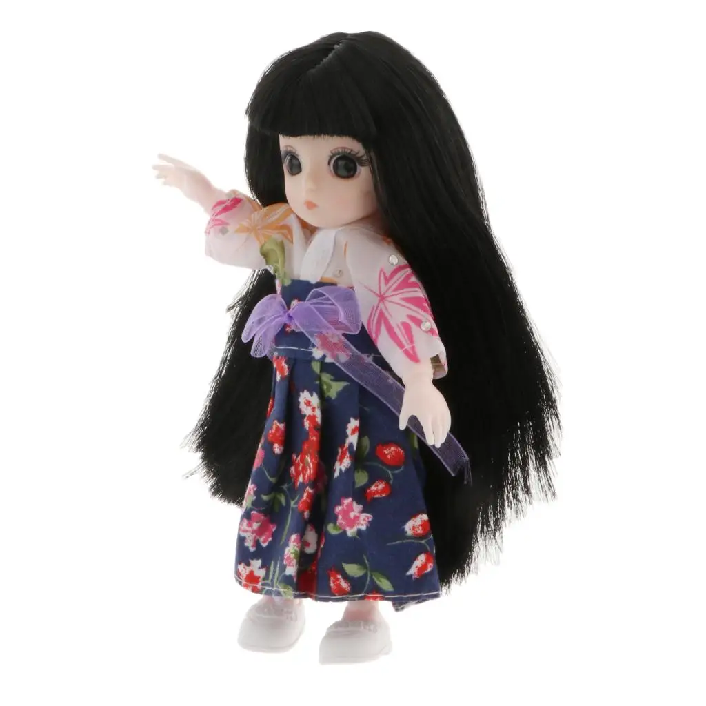 13 Moveable Jointed 16cm 1/12 Dolls Mini BJD Baby Hair Fashion Dolls Toy For Girls Gift