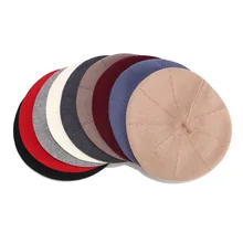 Харадзюку осень зима простые пустые женские береты шапка Повседневная Для Девочек двойная шерстяная мягкая шапка плюща