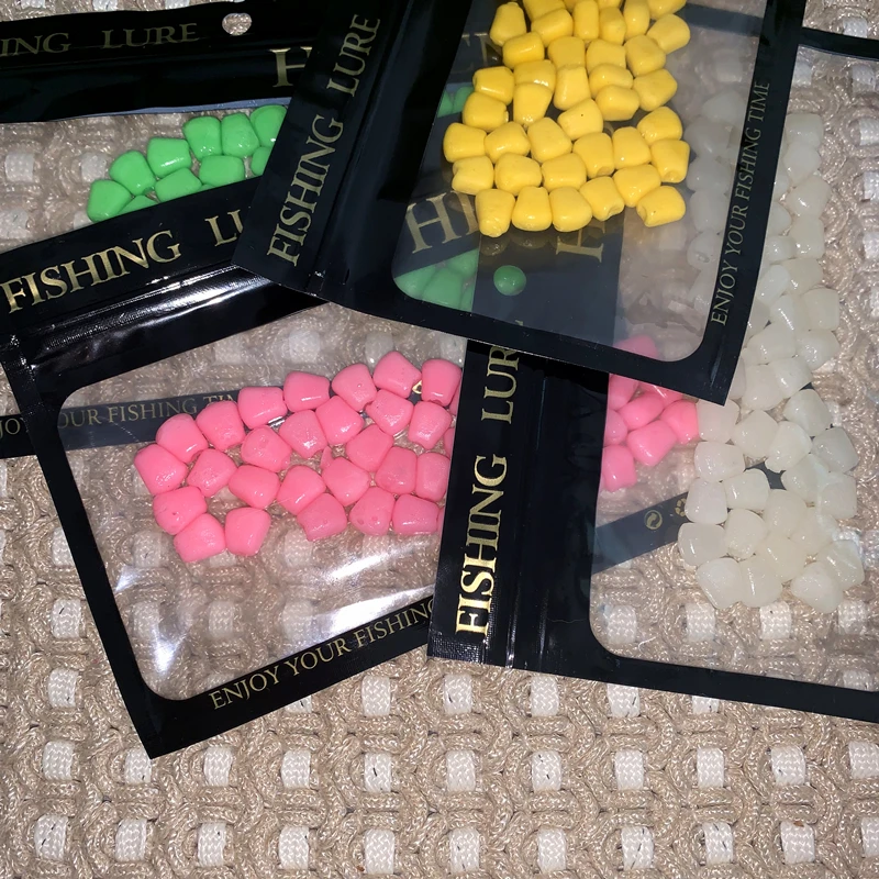 50pcs Full floating Pop Up Corn grain Smell Carp Fishing Lure Silicone Soft Bait Tackle Floating Lures 4