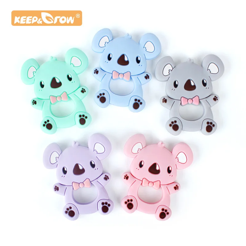 

Keep&Grow 1pc Silicone Teether Animal Koala bead Food Grade BPA Free For Baby Teething Chew Charm Silicone Teether Bead Toy Gift