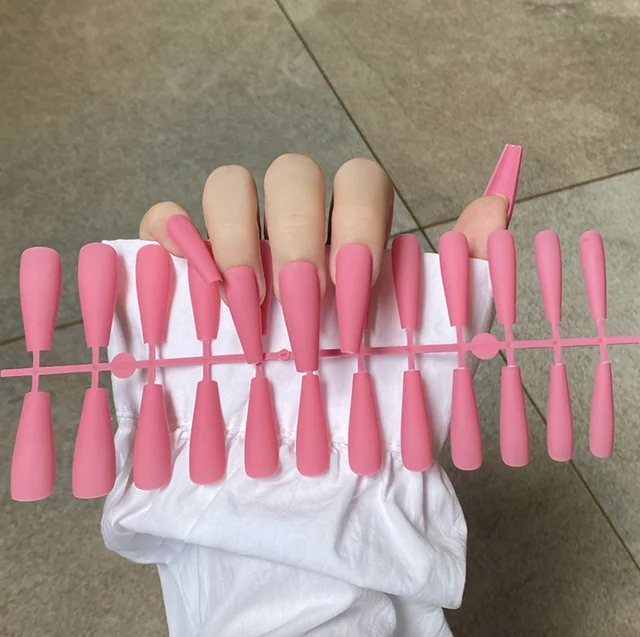 Solid Color Matte Super Long Coffin False Nail Ballet Press on Nails Tips for Nails Art Artificial Fingernails Fake TJP1170-Y26