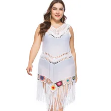 Amazon Горячая Европа и Америка жир версия вязание крючком шнуровка суставы кисточки пляж бикини большого размера Блузка D1797