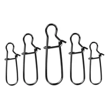 50pcs Stainless Steel Fishing Connector Fast Clip Lock Snap Swivel Solid Rings Safety Snaps Fishing Hook Tool Snap