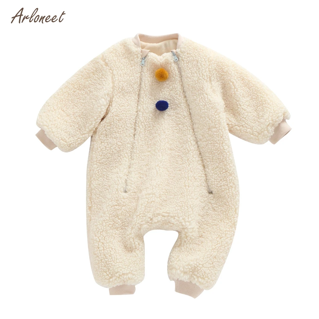 ARLONEETnewborn/детский зимний комбинезон для маленьких девочек и мальчиков; Однотонный теплый плотный комбинезон на молнии с медведем; Детский комбинезон; сезон осень;