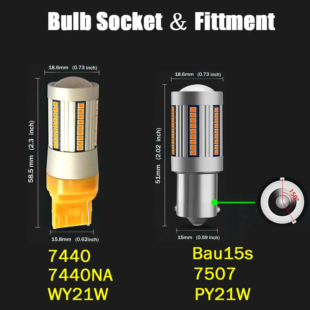 VANSSI T20 7440 7440NA WY21W/Bau15s 7507 PY21W светодиодная CAN шина без Hyper Flash лм янтарно желтые