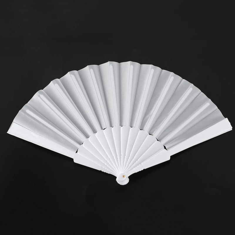 Plastic Fabric Hand Foldable Fan Ladies Men White folding fan hand fan