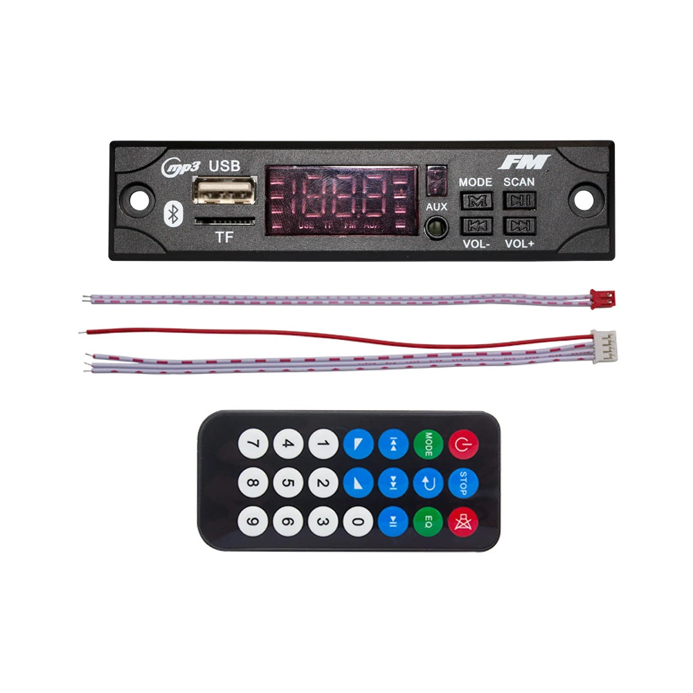 

12V USB Audio MP3 Parts For Car FM Decoder Board Wireless With Remote Control Bluetooth Module Multifunctional Radio Adjustable