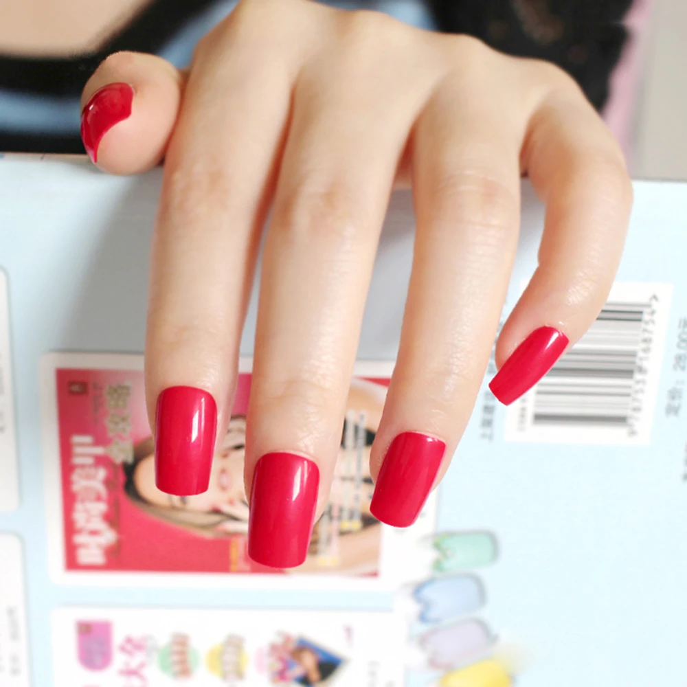 

24Pcs Shiny Red Press On False Fingernail Acrylic Fake Nails For Design Full Cover Salon Tips Manicure Tool