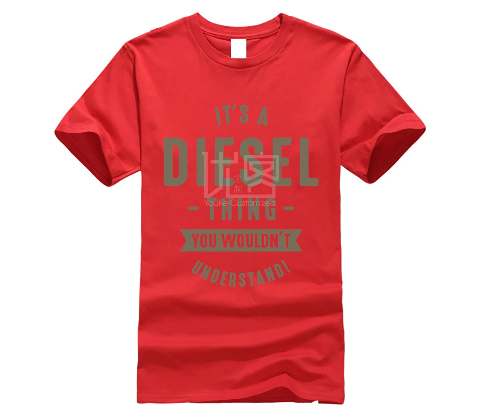 red Men-s-Diesel-t-shirt-Print-100-cotton-Euro-Size-S-3xl-Unique-Loose-Casual-Spring - Цвет: red