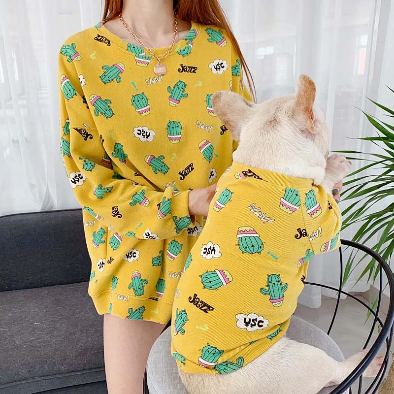 Yellow Одежда для мамы и дочки; платье для мамы и дочки; семейный образ; сезон весна-осень; одежда для домашних животных с изображением маленькой собаки; футболка для взрослых - Color: Yellow