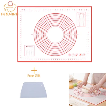 

Non Stick Silicone Baking Mat Pizza Dough/Pastry Rolling Mat Pastry Fondant Mats Silicone Pad Kitchen Free Dough Cutter 079