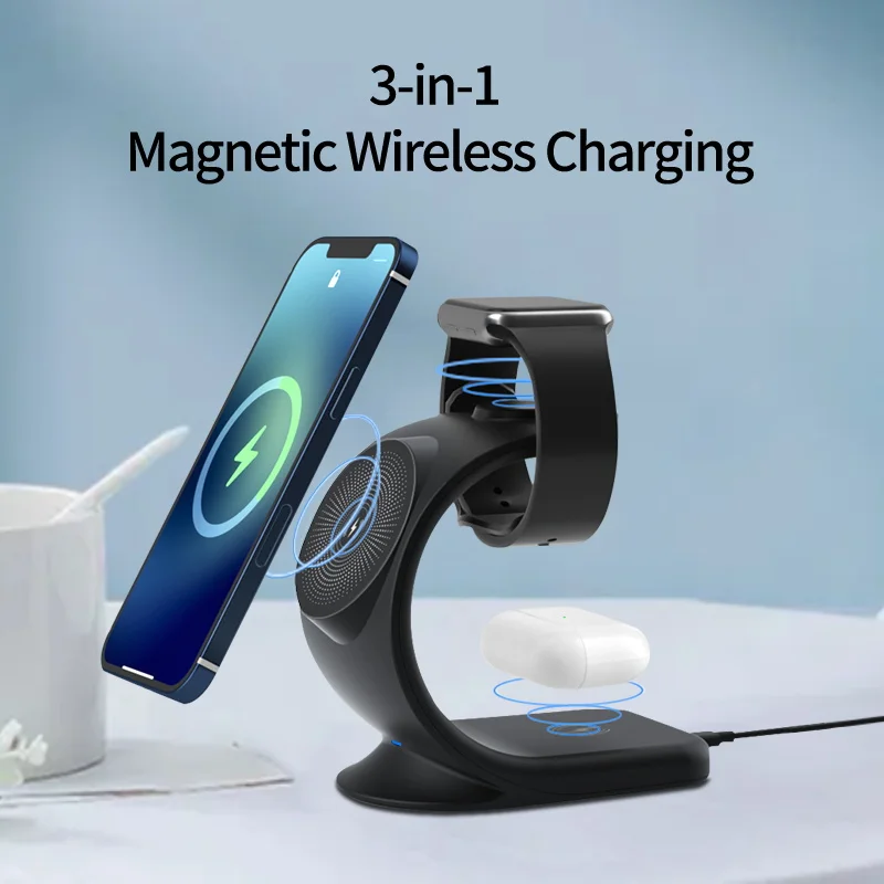 3 in 1 Magnetic Wireless Charger for iPhone 14 13 11 12 X Pro Max Chargers for Apple Watch 8 7 6 SE Airpods Pro 2 Charger Holder
