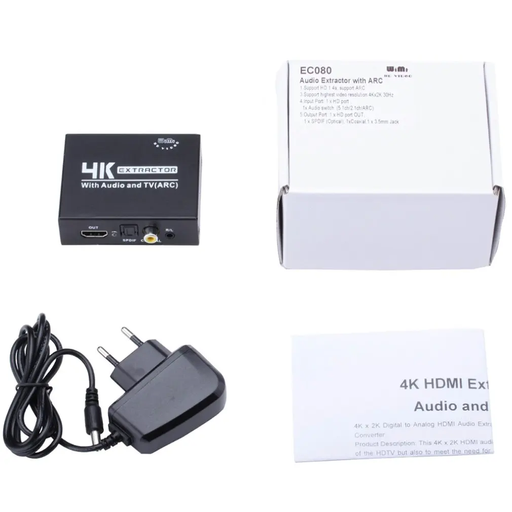 4K x 2K цифро-аналоговый HDMI аудио экстрактор к HDMI SPDIF(коаксиальный)+ R/L, HDMI конвертер с аудио и ТВ(ARC