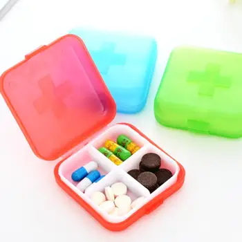 

4 Grids Pill Box 1pc Portable Drug Tablet Medicine Storage Holder Splitter Case Storage Organizer Container Case 5 Colors