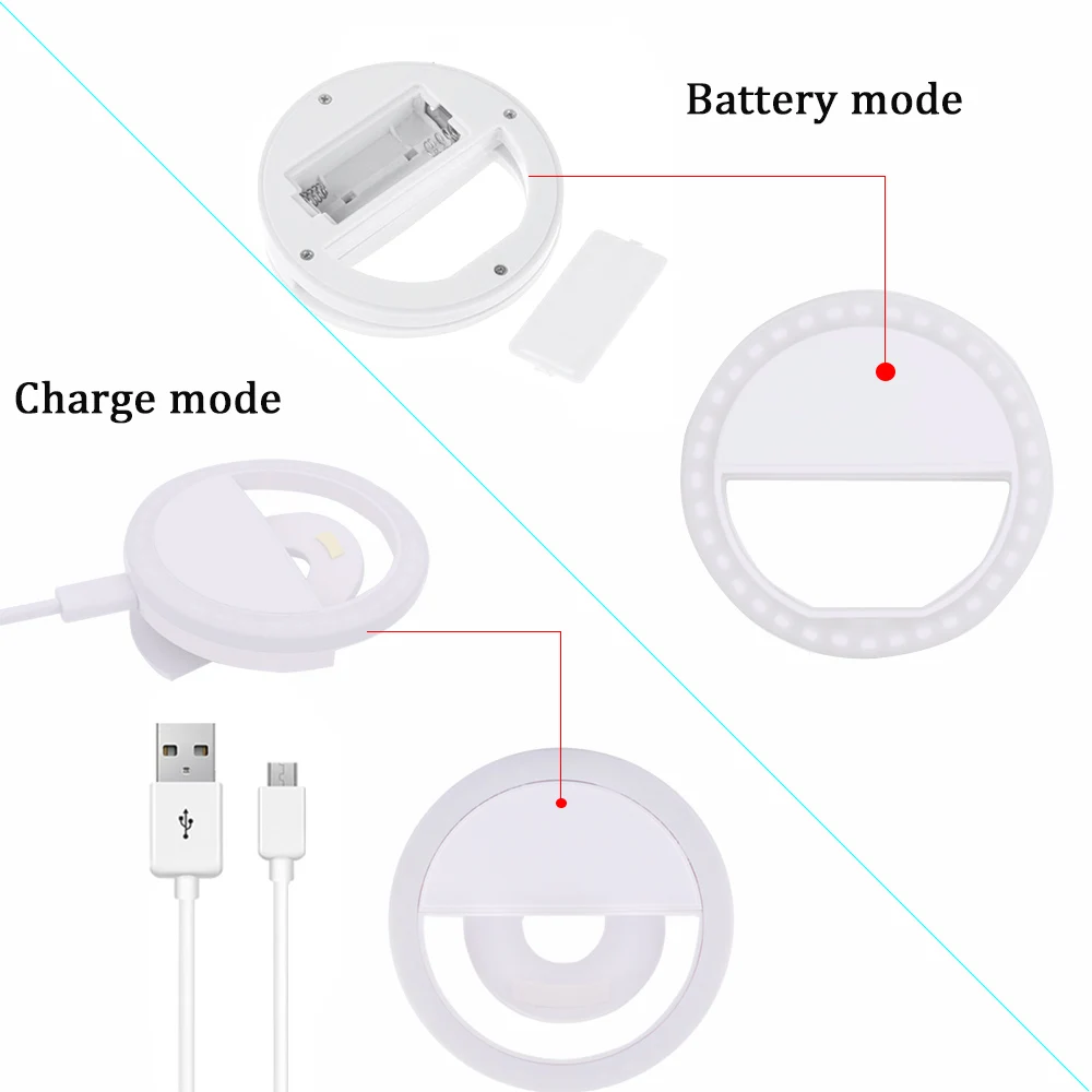 Портативный светодиодный кольцевой светильник для селфи USB лампа мобильного