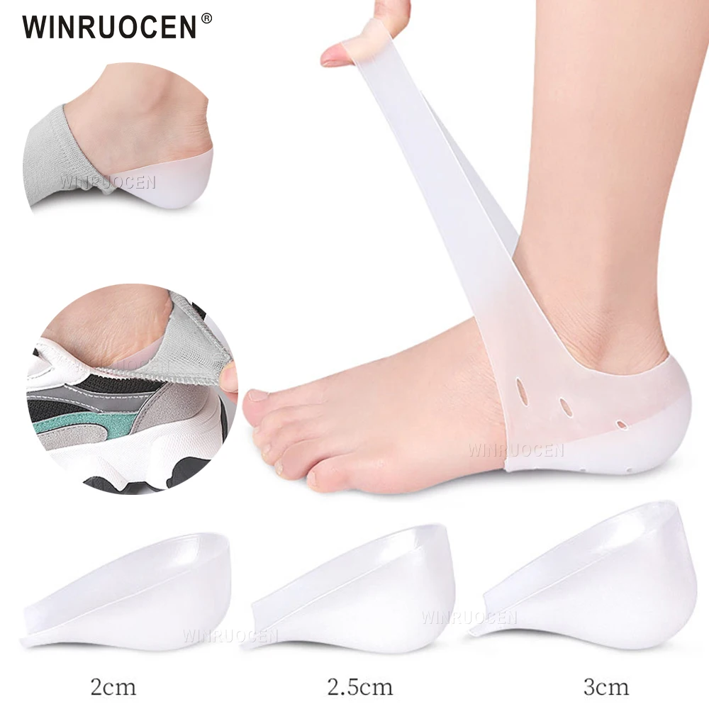 1.5cm 2.5cm 3.5cm Increase Height Silicone Gel Pads Heel Heightened Gel Insole In Socks Relieve Plantar Fasciitis Foot Care shoe insoles,heel protector pads