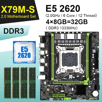 

X79M-S X79 motherboard Set Combo E5 2620 LGA 2011 CPU 32GB = 4 X 8GB DDR3 1333Mhz 10600 ECC REG M-ATX M.2 SSD Interface