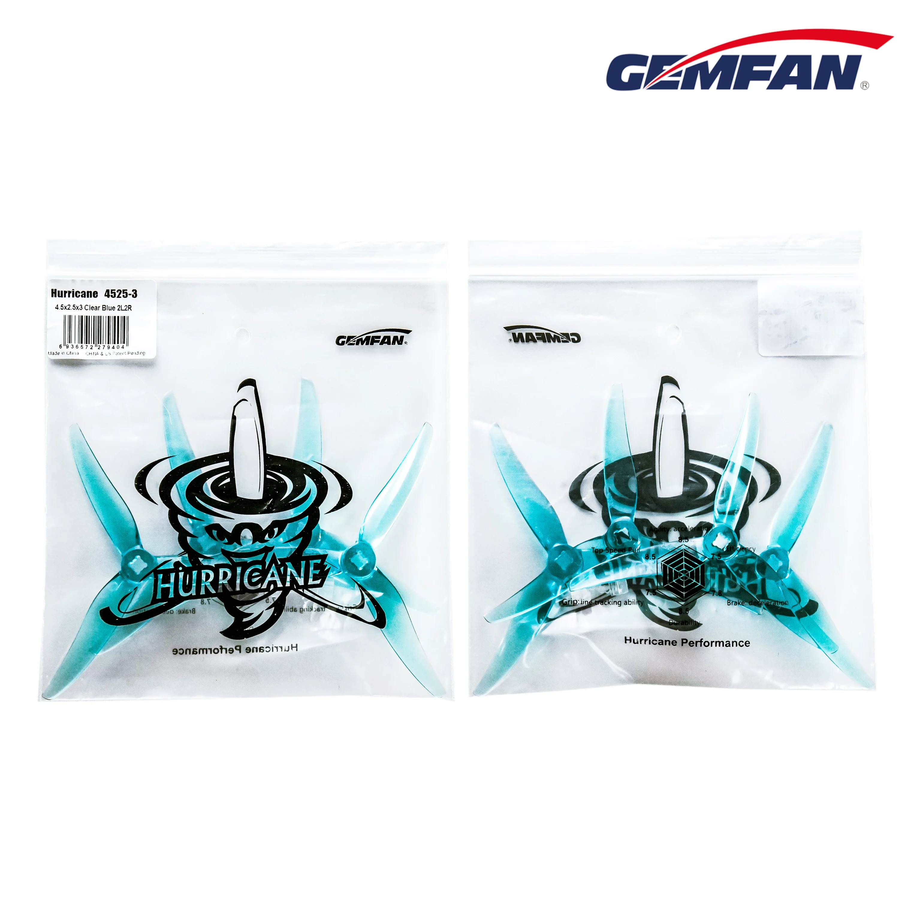 12Pairs Gemfan Hurricane 4525 3-Blade 3 Hole PC FPV Propeller - 4.5X2.5X3 for 2004 brushless motor RC FPV Racing 4inch Drone 17