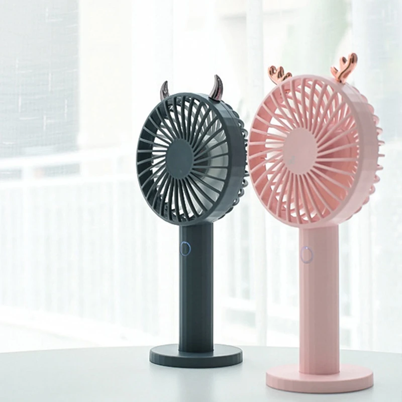 

5G Antlers Fan USB Wireless Charging Desktop Rotating Desktop Hand-Held Cartoon Mini Fan Customizable
