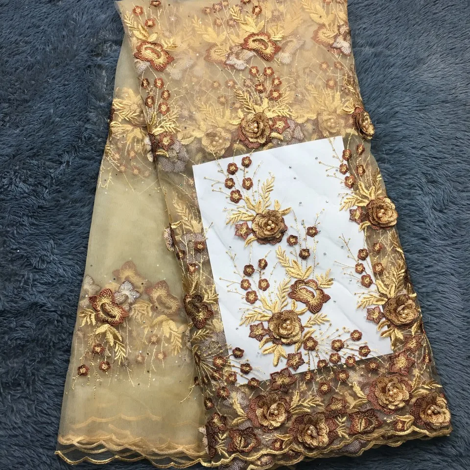 New Arrival African Appliqued Tulle Lace Fabric Wholesale Party Laces Popular 3D Rose Beaded French Fabrics M23601 | Дом и сад