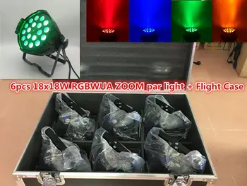 

Air box +6pcs 18x18w 6 in 1 zoom Par light zoom RGBWA UV LED par dmx512 voice control club party disco DJ lamp stage lights