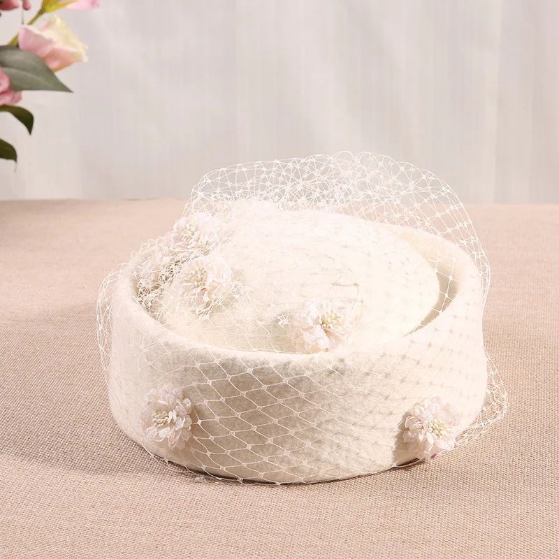 Fedoras Hat White Fascinator Hats For Church Woman Women Elegant Cap Wedding Wool Fashion Hair Accessories | Аксессуары для одежды
