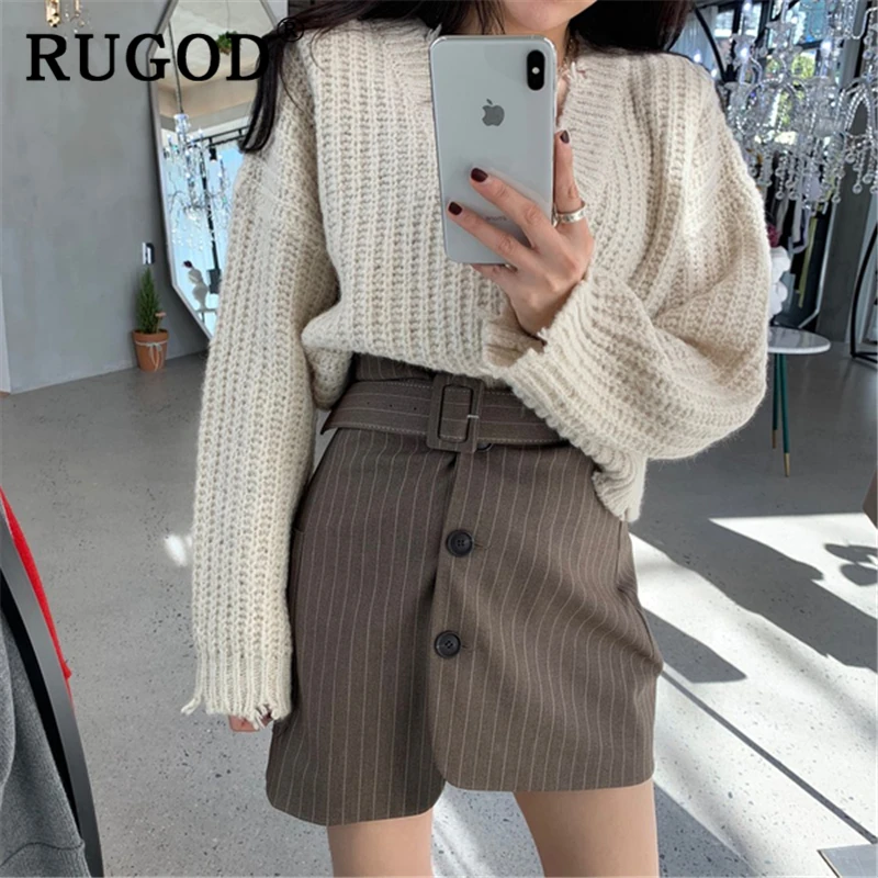 RUGOD, корейский шик, милый свитер с кисточками, женский модный однотонный свитер с рукавом летучая мышь, большие размеры, женские элегантные рваные свитера auturm