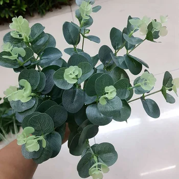 

New 16 Heads Eucalyptus Bouquet Branches Silk Artificial Leaves Flower Decorations