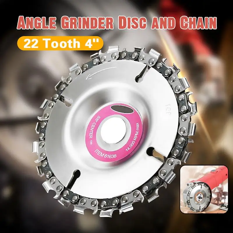 

4 Inch 22 Tooth Grinder Disc Fine Chain Saw 4 Inch Angle Carving Culpting Wood Grinder Chain Disc For 100/115 Angle Grinder