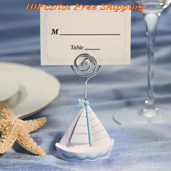 

(10 Pieces/lot) Beach Wedding and Party Favors of Sail boat design Place card holder for Nautical Event and Party Decorations